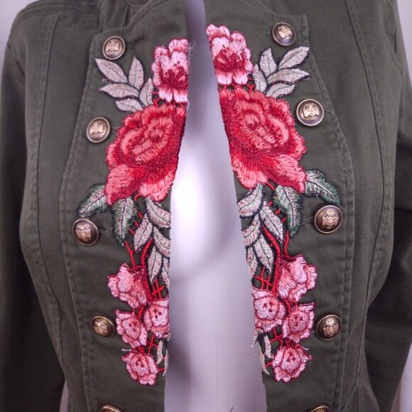 Beautiful One 5 One Embroidered Olive Green Jacket - Picture 2 of 6